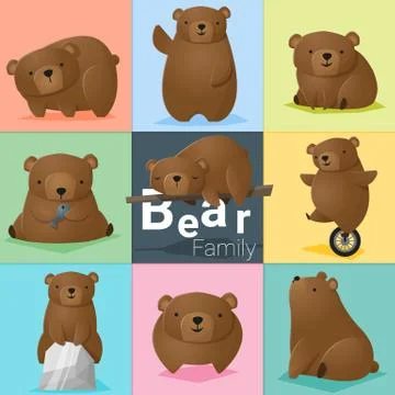 Set of Bear family Stock Illustration