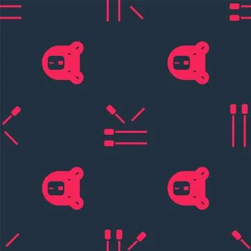 Set Bear head and Matches on seamless pattern. Vector Stockillustratie