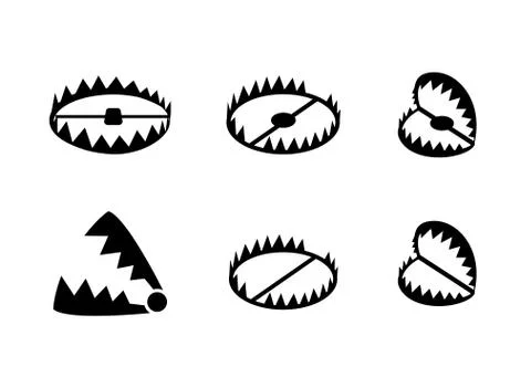 Set of bear trap icons and symbol in vector design Stock Illustration