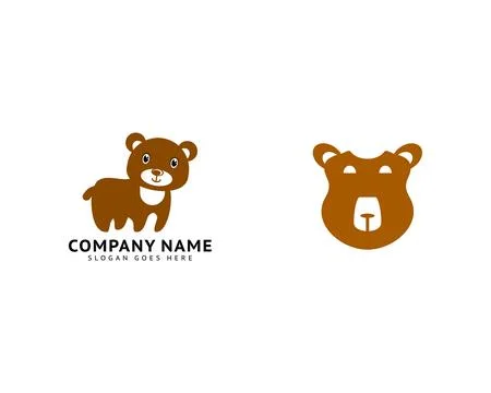 Set of Bear Vector Logo Design Template Stock Illustration