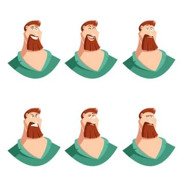 Set of beard man face icons Stock Illustration