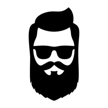 Set bearded hipster man face with glasses, haircuts, mustache, beard. Trendy man Stock-Illustration