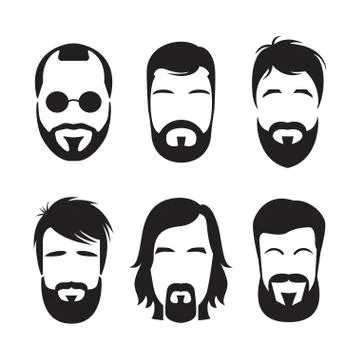 Set of bearded hipster men faces. Stock Illustration