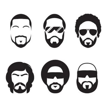 Set of bearded hipster men faces. Stock Illustration