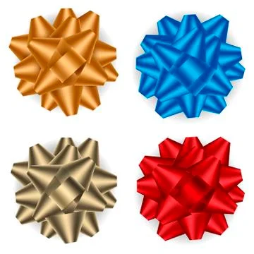 Set of beautiful bows set for gift isolated on white. Vector. Stock Illustration