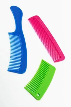 Set of beautiful comb on white background Stock Photos