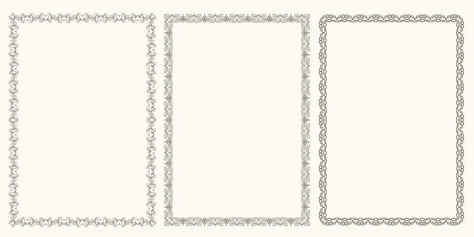 Set of beautiful decorative frames Stock Illustration