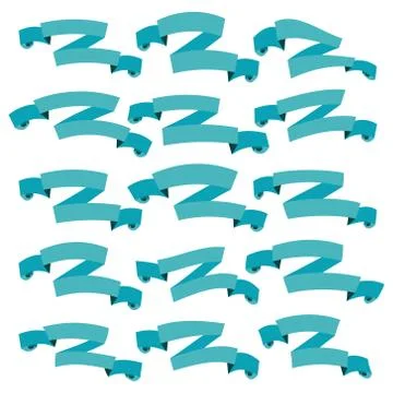 Set of beautiful festive cyan ribbons, isolated on white background 스톡 일러스트