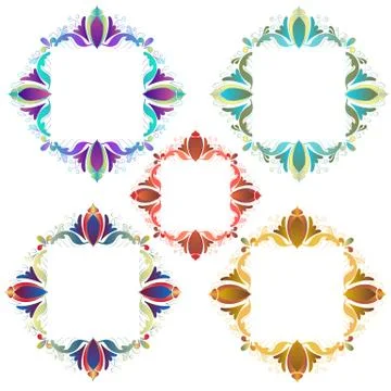 A set of beautiful frames. Multicolored gradient square frames on a white Stock Illustration