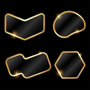 Set of beautiful gold geometric frames of various shapes design Stock Illustration