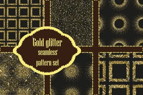 Set of beautiful golden glitter patterns Stock Illustration