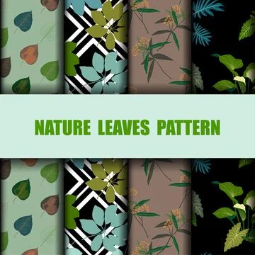 Set of beautiful leaves seamless pattern for decorative,apparel,fashion,fabri Stock Illustration