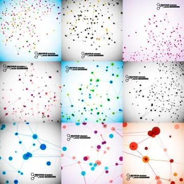 Set of beautiful molecular structure Illustration