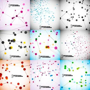 Set of beautiful molecular structure 스톡 일러스트