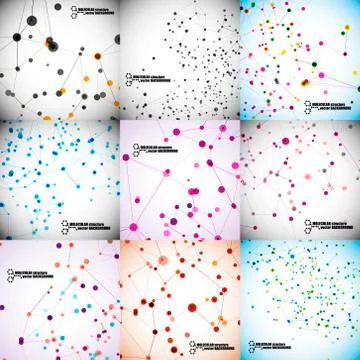 Set of beautiful molecular structure イラスト素材