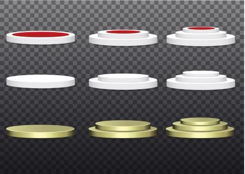 Set of beautiful podium on white background.The scene for the awards ceremony Stock Illustration