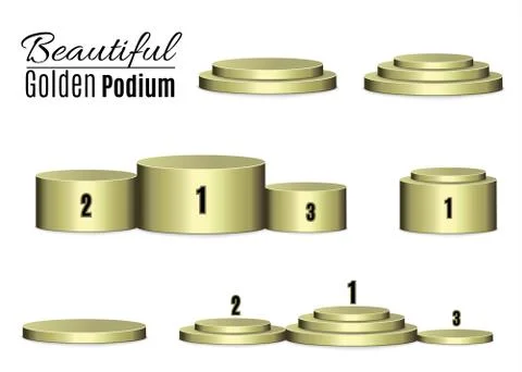 Set of beautiful podium on white background.The scene for the awards ceremony Stock Illustration