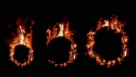 Set of Beautiful Ring of Fire Looped isolated. Stock Footage 93687599
