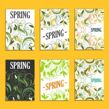 Set of beautiful spring prints for design Stock Illustration