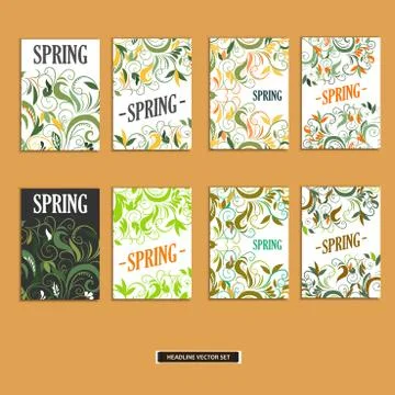 Set of beautiful spring prints for design Stock Illustration