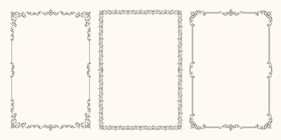 A set of beautiful vector frames with swirls Illustrazione stock