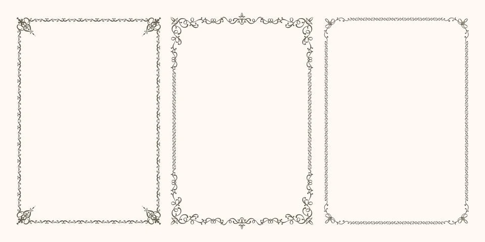 A set of beautiful vector frames with swirls Stock Illustration