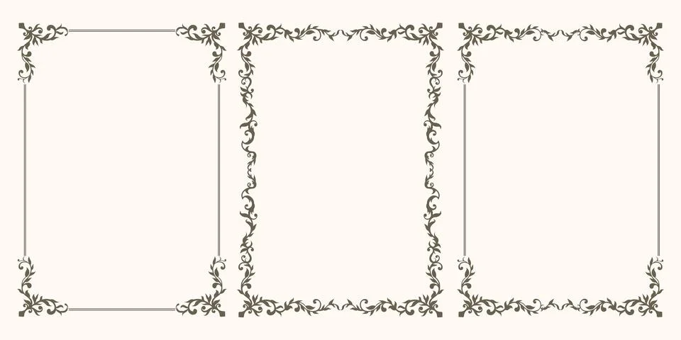 A set of beautiful vector frames with swirls Stock Illustration