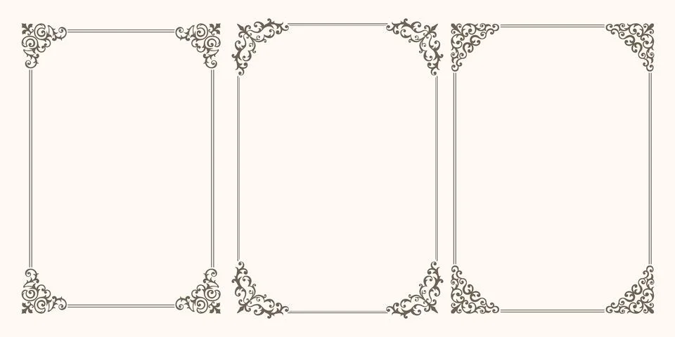 A set of beautiful vector frames with swirls Stock Illustration