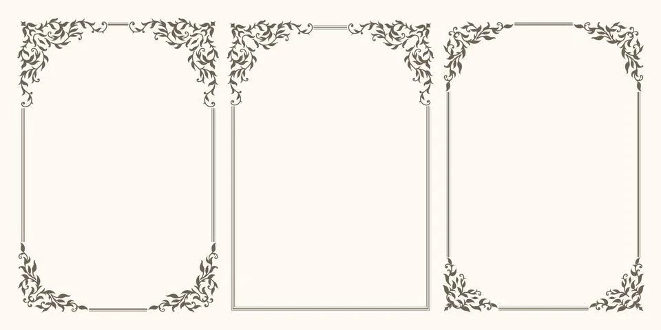 A set of beautiful vector frames with swirls Illustrazione stock