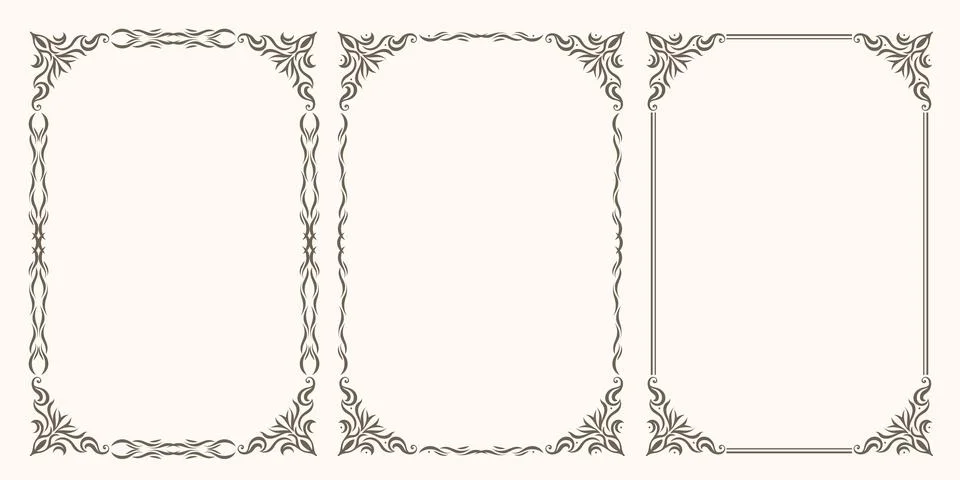 A set of beautiful vector frames with swirls Stock Illustration