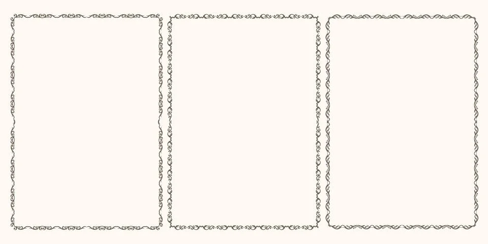 A set of beautiful vector frames with swirls Stock Illustration