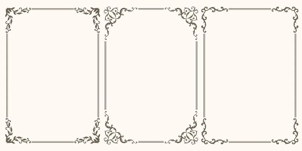 A set of beautiful vector frames with swirls Stock Illustration