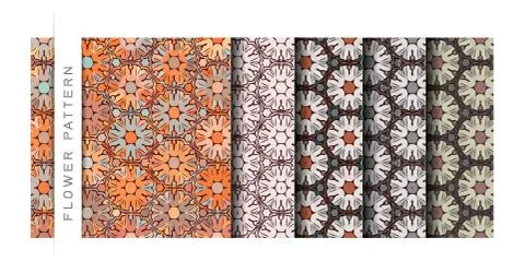 Set of Beautiful Vector Illustration Flower Pattern of Wallpaper Background f Stock Illustration