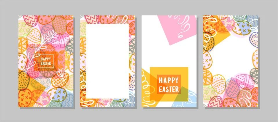 Set of beautiful vertical easter patterns for social networks. Colorful easter Illustrazione stock