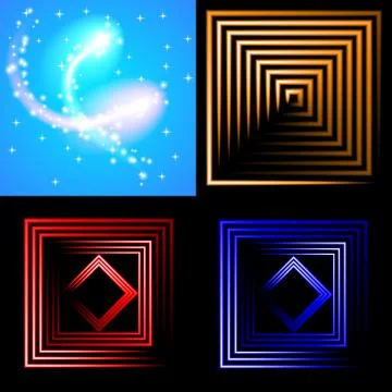 Set of Beautifully glowing neon abstract background with space for text. Vect Stock Illustration