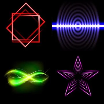 Set of Beautifully glowing neon abstract background with space for text. Vect Stock Illustration