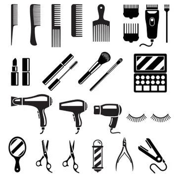 Set of beauty salon tools. Vector illustrations. Stock Illustration