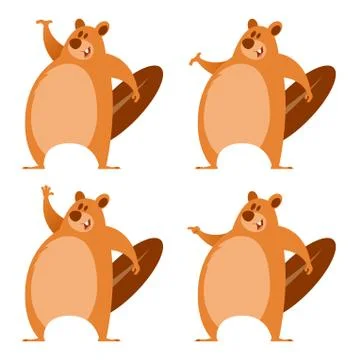 Set of beavers Stock Illustration