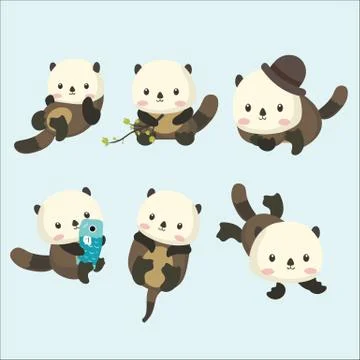 Set of beavers. Stock Illustration