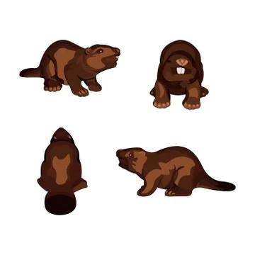Set of beavers. Stock Illustration