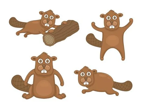 Set of Beavers Stock Illustration