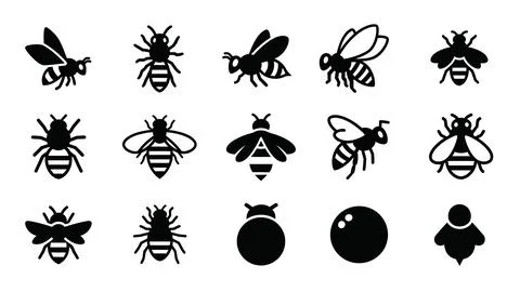 Set of bee icon isolated on white background, collection of bee icon, trend.. Stock Illustration