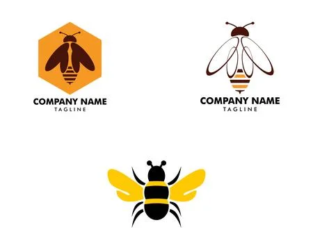 Set of Bee Logo Design Vector Template Stock Illustration