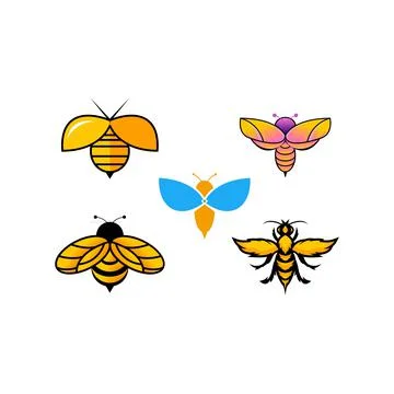 Set bee logo Stock Illustration