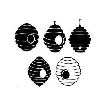Set of Beehive Silhouettes in Various Designs. Vector icon. 스톡 일러스트