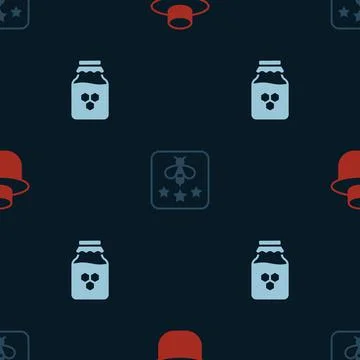 Set Beekeeper with protect hat, Type of bee and Jar honey on seamless pattern Stock Illustration