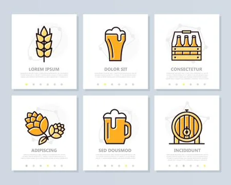 Set of beer and bar, pub colored elements for multipurpose a4 presentation 库存插图