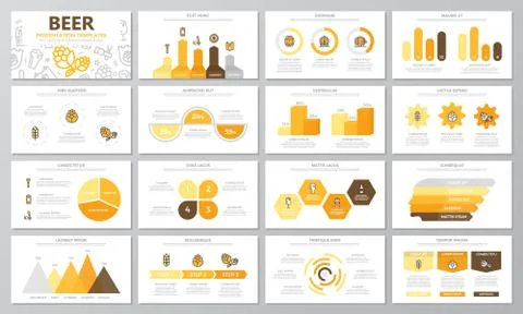 Set of beer and bar, pub elements for multipurpose presentation template slides Illustrazione stock