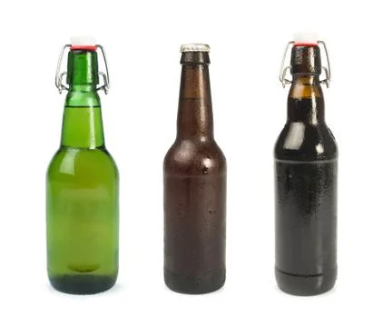 Set of Beer bottles isolated Stock Photos