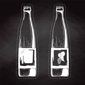 Set of beer bottles. Vector illustration. Sketch. Stock Illustration